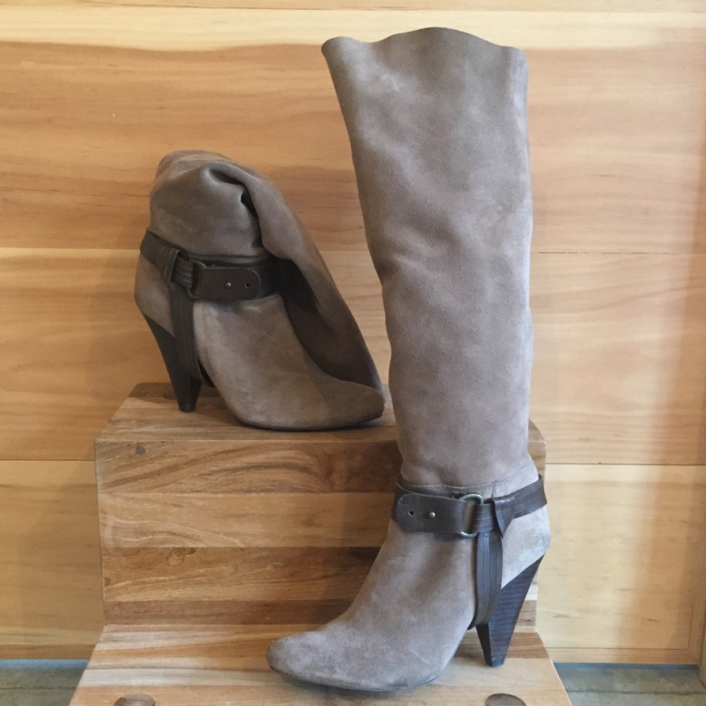 Rose Gold brown heel boot